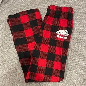 Roots Kids L Plaid Flannel Pajama Bottoms - Red and Black